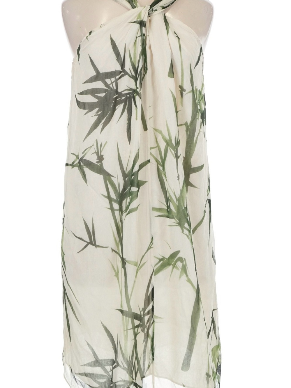 Massimo Dutti Ivory dress  with Green Trim